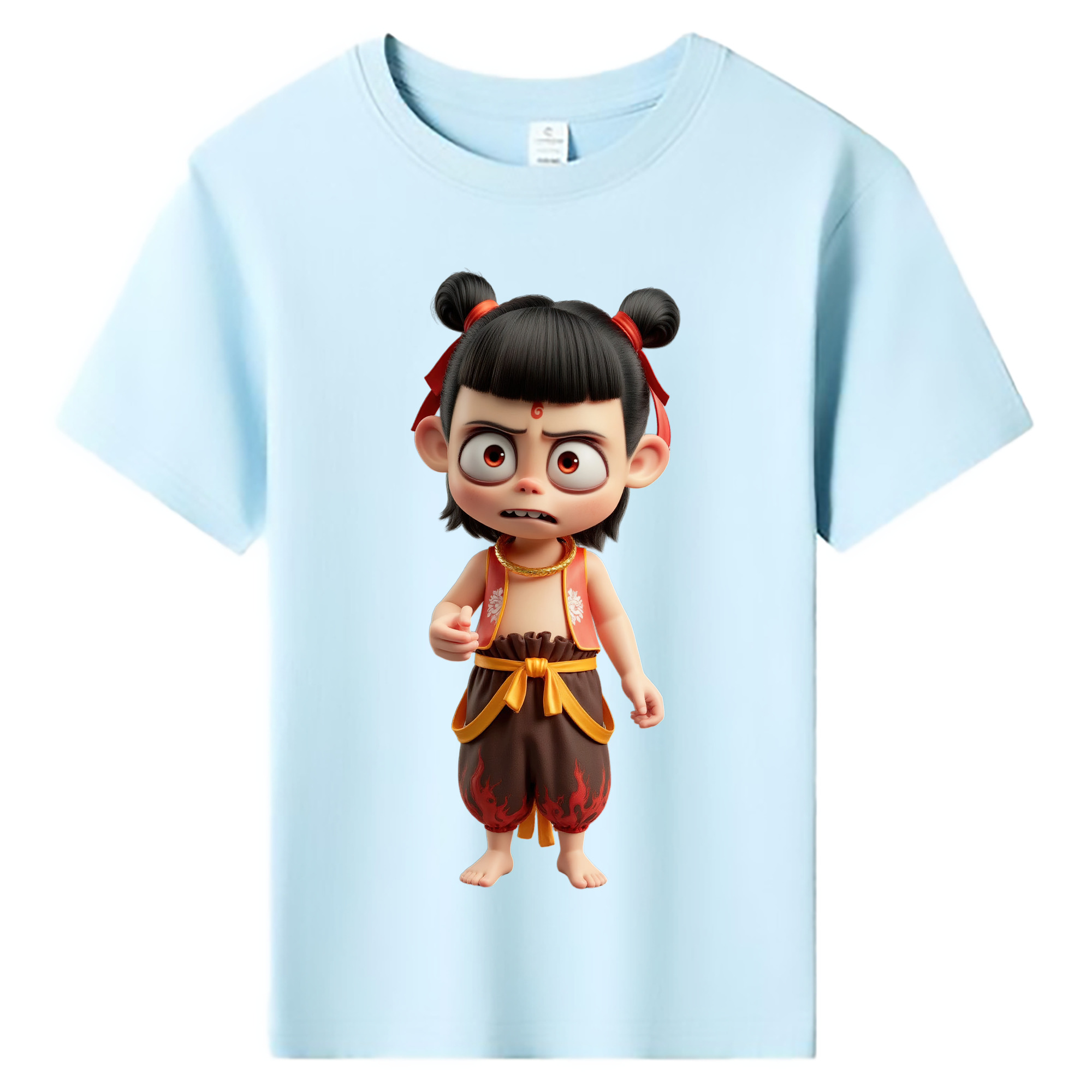 （画像用） Ne Zha 2 ナタ 魔童の大暴れ 綿100％キッズTシャツ（フロントプリント）